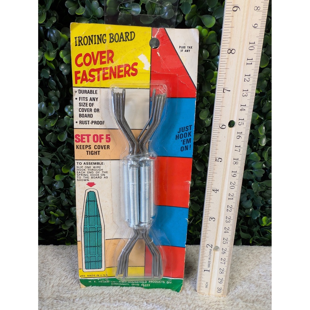Vtg M. E. Heuck Ironing Board Cover Fasteners Set of 5 Rust Proof Made in USA